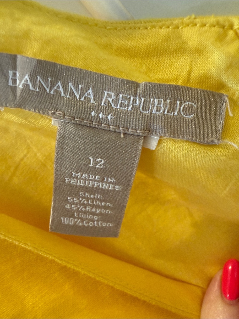 Banana Republic Factory Bright Yellow V-Neck Mini Dress Linen Blend 12 - Picture 6 of 7